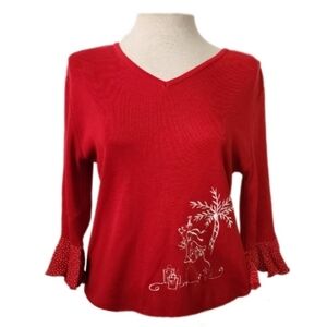 American Vintage Embroidered Graphic Pullover Sweater by Pine Cove Red S…